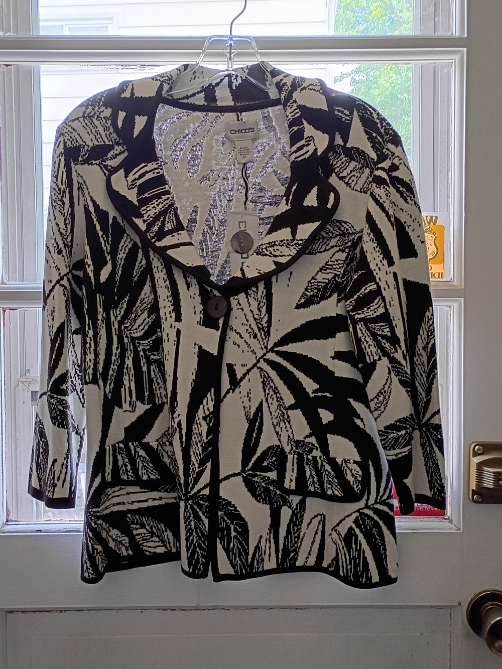 Chico's Silk Cotton Cardigan Jacket Daintree - Size 1 Women's Medium Long Sleeve